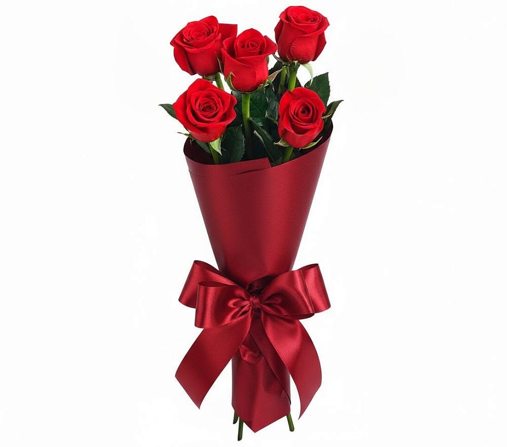 Букет 5 Красных роз Эдлесс Лав в Ассиновской