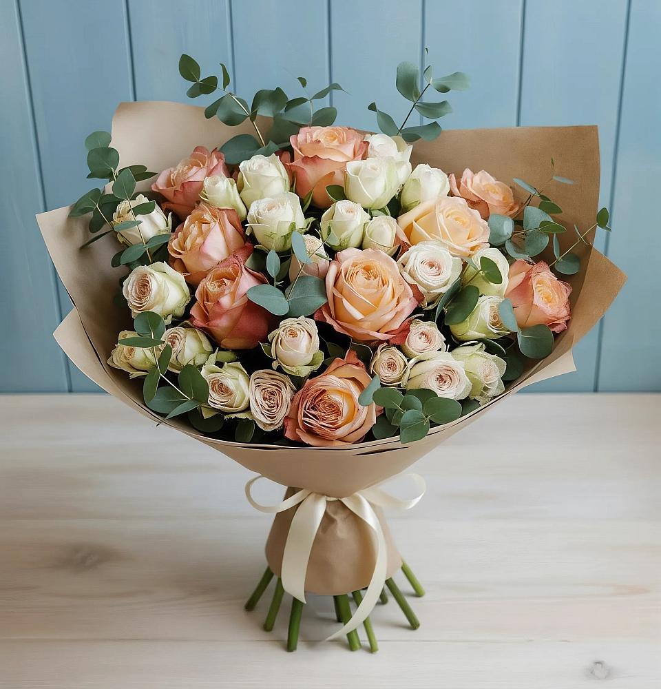 Букет цветов из: Альстромерии и Розы в Ассиновской