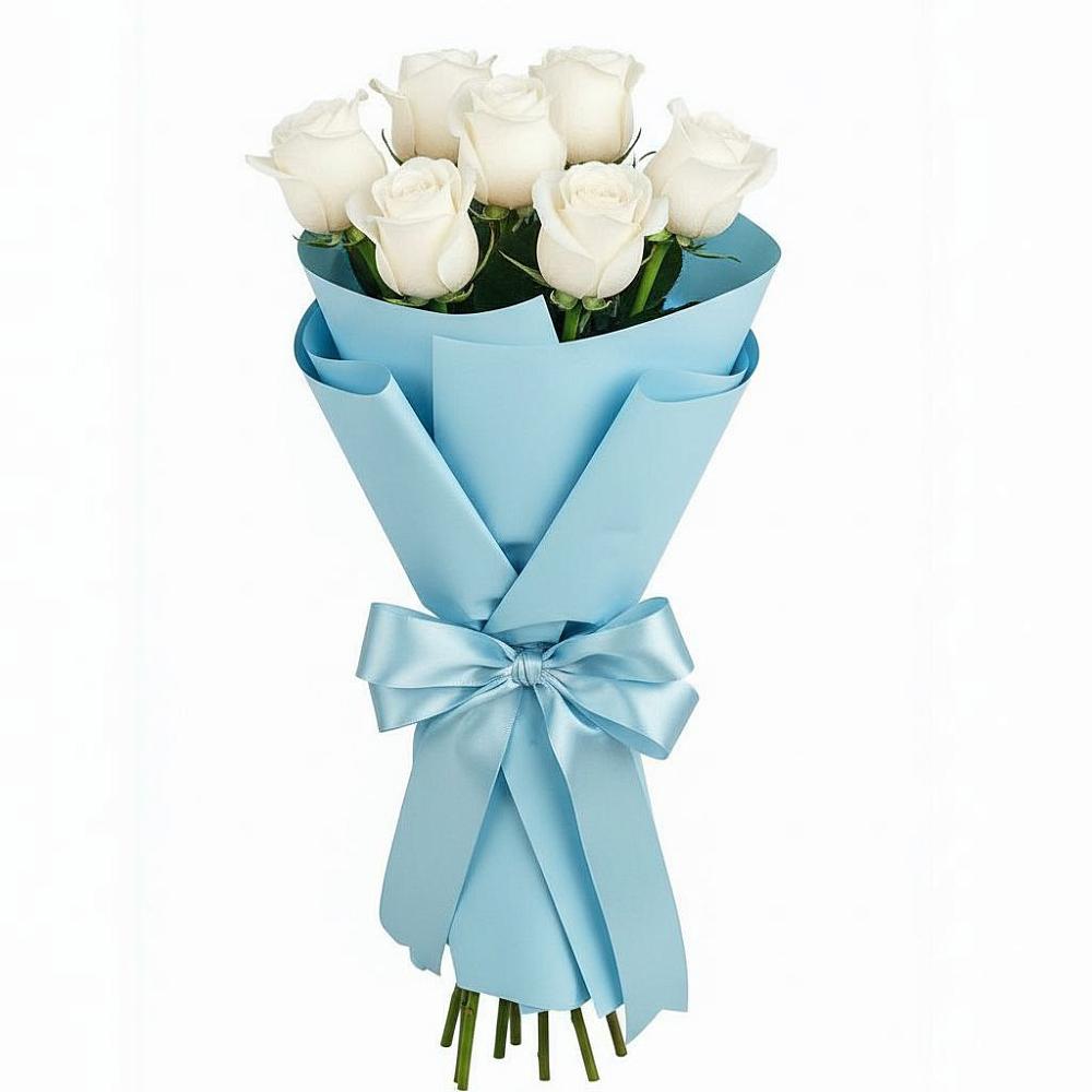 Букет 7 белых роз Проуд в Ассиновской