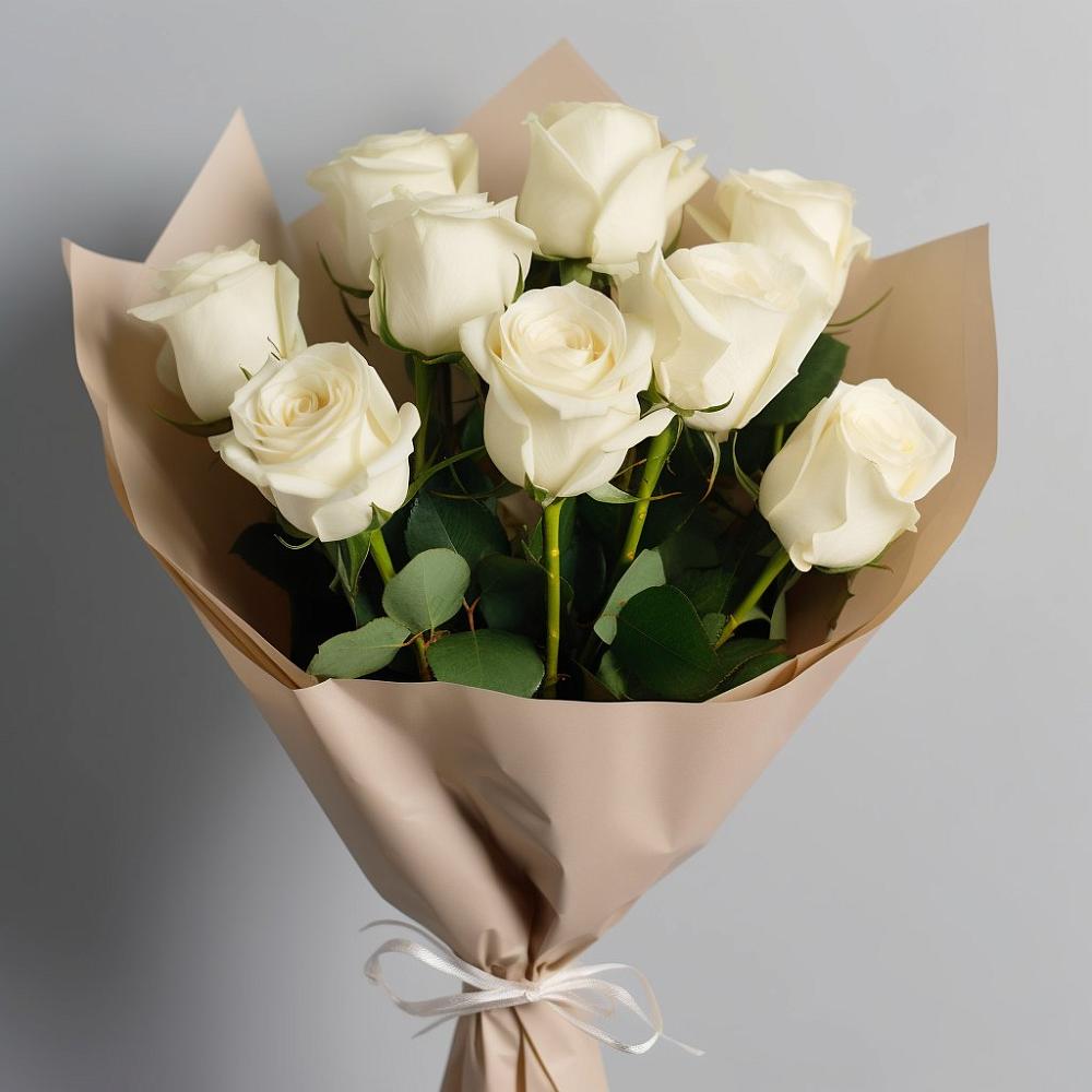 Букет 9 Белых роз Эдлесс Лав в Ассиновской