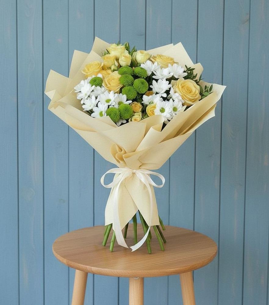 Букет цветов из: Хризантемы и Розы в Ассиновской