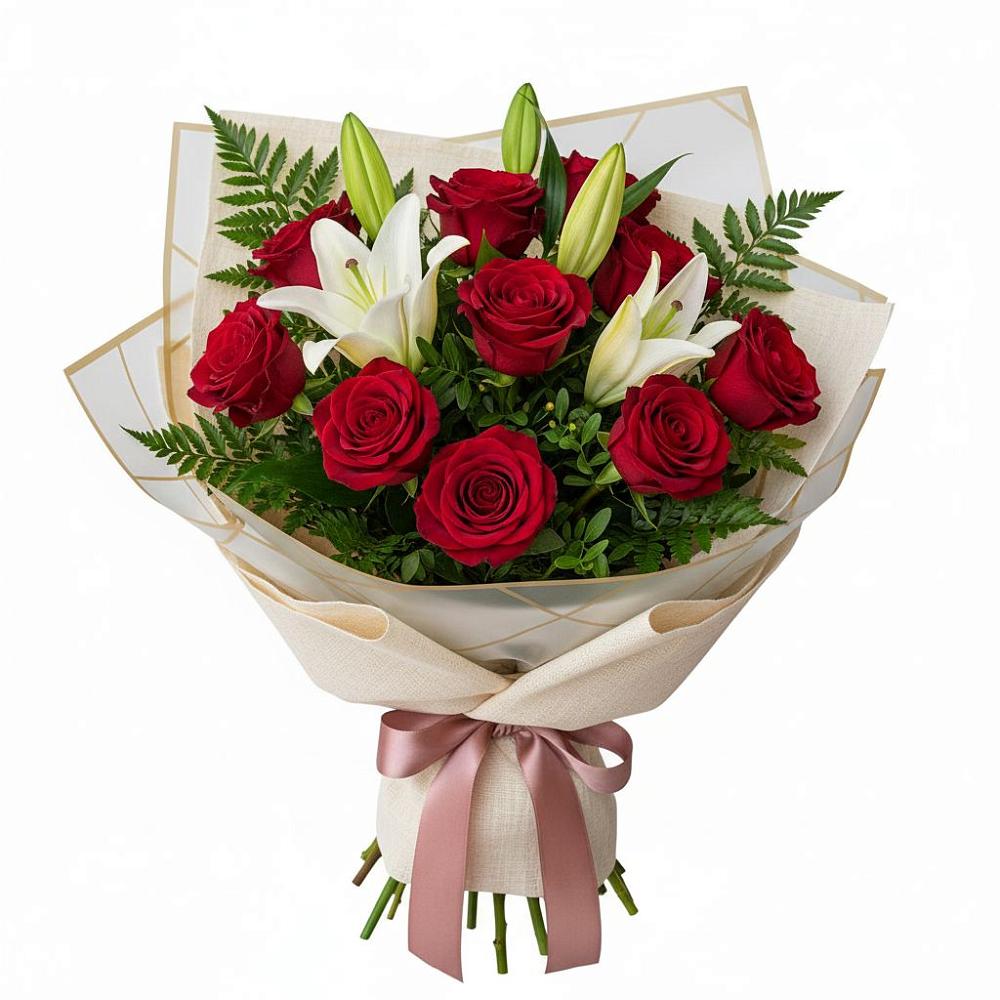 Букет цветов из: Лилии и Розы в Ассиновской