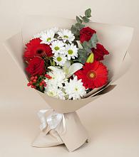 Букет цветов из:  Розы, Хризантемы, Герберы и Лилии в Ассиновской
