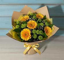 Букет цветов из:  Герберы и Хризантемы в Ассиновской