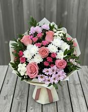 Букет цветов из:  Альстромерии, Гвоздики, Розы и Хризантемы в Ассиновской