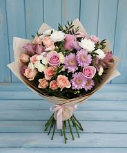 Букет цветов из:  Хризантемы, Розы и Альстромерии в Ассиновской