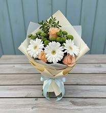 Букет цветов из:  Герберы, Розы и Хризантемы в Ассиновской