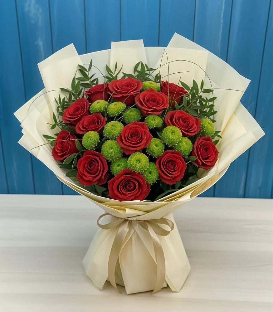 Букет цветов из: Розы и Хризантемы в Ассиновской