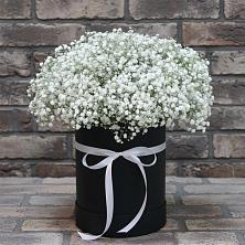 Цветочная композиция из Гипсофила в шляпной коробке в Ассиновской