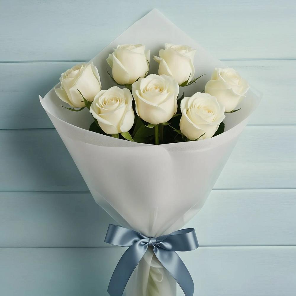 Букет 7 Белых роз Эдлесс Лав в Ассиновской