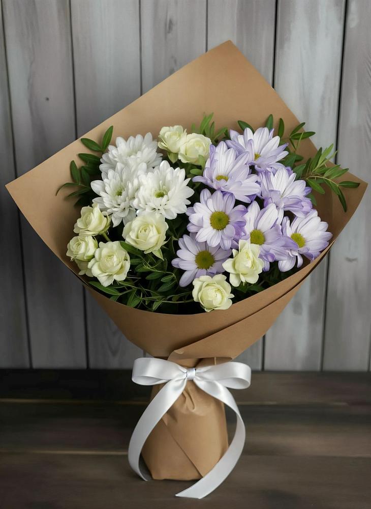 Букет цветов из: Хризантемы и Розы в Ассиновской
